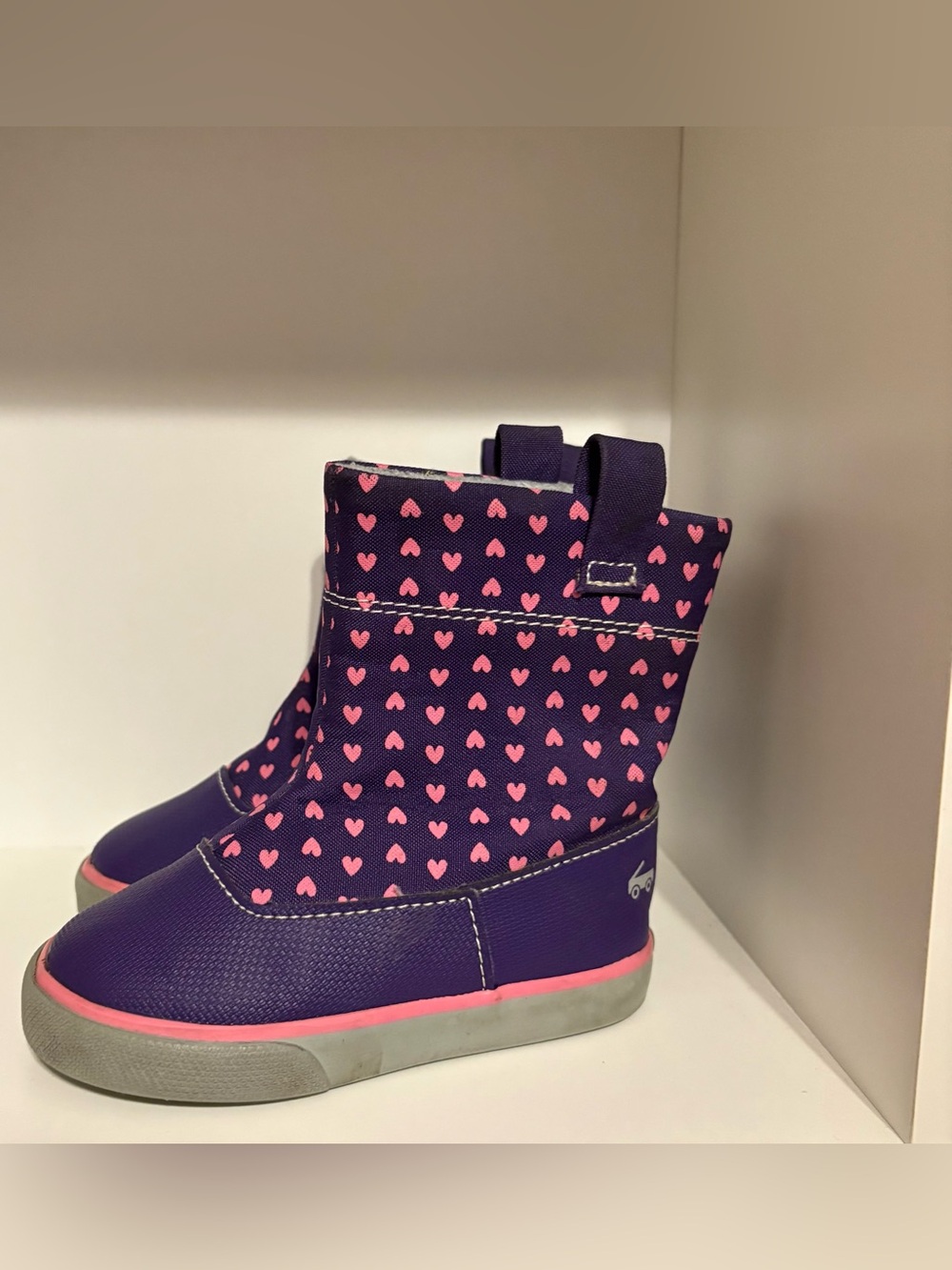 See Kai Run Purple Boots with Pink Heart Print size 6